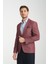Agabio Erkek Lacivert Kendinden Desenli Slim Fit Mono Yaka Spor Blazer Ceket 3