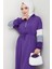 Zalin Şerit Detaylı Elbise 1420 - Mor 4