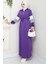 Zalin Şerit Detaylı Elbise 1420 - Mor 5