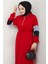 Zalin Şerit Detaylı Elbise 1420 - Kırmızı 4