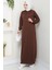 Arma Detay Kapüşonlu Elbise 1422 - Acı Kahve 1