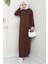 Arma Detay Kapüşonlu Elbise 1422 - Acı Kahve 3