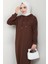 Arma Detay Kapüşonlu Elbise 1422 - Acı Kahve 4
