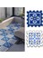 Dijital Baskılı Mavi-Beyaz Desenli Edilmiş Balkon Halısı Yolluk Yapboz Puzzle Japon Halı 1