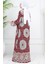 Viskon Kumaş Boydan Düğmeli Desenli Elbise 0047-04 Bordo 5