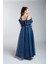 Omuz Detaylı Lacivert Mezuniyet Balo Elbisesi 3