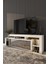 Dekoratif Elektrikli Yapay Şömine ve Tv Ünitesi 160 cm x 52 cm Kumandalı Bluetooth Ses Beyaz Rengi 4