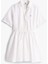 Kadın Beyaz Saf Keten Mini Gömlek Elbise 5
