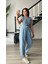 Bebe Mavi Omuz Vatka Detaylı Crop Bluz - Pantolon Takım 4