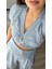 Bebe Mavi Omuz Vatka Detaylı Crop Bluz - Pantolon Takım 5