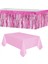 Pembe Metalize Masa Eteği 90×350 cm Tek Kullanımlık Plastik Pembe Masa Örtüsü 120×180 cm 1