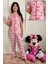 Barbie Kız Çocuk Gömlek Yaka Düğmeli Kısa Kollu Pembe Pijama Takımı 3