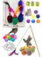 Luxury 5'li Set: Ip Sarma Topu +Renkli Top+ Kedi Oyun Topu Tüylü + Kedi Oltası + Kedi Çıngıraklı Top 1 Adet 1