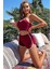 Kadın Bordo Askılı Crop Top ve Şortlu Gecelik Takım 5