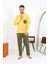 Erkek Uzun Kol Penye Sarı Pijama Takımı 6861 1