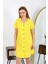 Kadın Pamuk Penye Kısa Kol Düğmeli Sarı Tunik Gecelik 13111 1