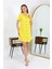 Kadın Pamuk Penye Kısa Kol Düğmeli Sarı Tunik Gecelik 13111 3