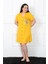 Büyük Beden Penye Düğmeli Sarı Tunik Gecelik 1025 3