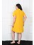 Büyük Beden Penye Düğmeli Sarı Tunik Gecelik 1025 4
