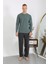 Erkek Penye Uzun Kol Pijama Takımı 6860 Haki 1