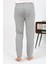 Erkek Ekoseli Desen Penye Tek Alt Pijama 27540 Gri 3