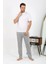 Erkek Ekoseli Desen Penye Tek Alt Pijama 27540 Gri 5