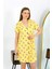 Kadın Pamuk Penye Kısa Kol Düğmeli Sarı Tunik Gecelik 13112 5