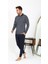 Erkek Polo Yaka Uzun Kol Penye Pijama Takımı Lacivert 6864 5