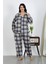 Modaserdem Kadın Büyük Beden Pamuklu Cepli Düğmeli Lacivert Pijama Takım 202504 1
