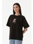 Ayıcık ve Yazı Baskılı Oversize Tişört 5