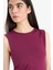 Slim Fit Dar Kesim Bisiklet Yaka Basic Düz Asimetrik Kesim Drapeli Atlet F0358AX25SM 4