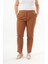 Beli Lastikli Paça Yırtmaç Detaylı Büyük Beden Kumaş Pantolon Camel 1