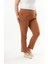 Beli Lastikli Paça Yırtmaç Detaylı Büyük Beden Kumaş Pantolon Camel 2