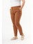 Beli Lastikli Paça Yırtmaç Detaylı Büyük Beden Kumaş Pantolon Camel 3