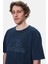 Rochester Lacivert Bisiklet Yaka Baskılı Standard Fit Erkek Tshirt 2