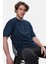 Rochester Lacivert Bisiklet Yaka Baskılı Standard Fit Erkek Tshirt 3