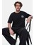 Muırıs Siyah Bisiklet Yaka Baskılı Oversize Erkek Tshirt 2