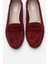 F02 Bordo Süet Deri Kadın Loafer Ayakkabı 2