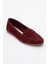 F02 Bordo Süet Deri Kadın Loafer Ayakkabı 3