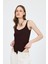 Kahve Ince Askılı Çıtçıtlı Bodysuit 13255 3
