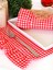 Premium 2'li Fırfırlı & Kırmızı-Beyaz Pötikare Desenli Kumaş Amerikan Servis Seti 1