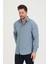 Erkek Kendinden Çizgi Detaylı Slim Fit Dar Kalıp Uzun Kol Gömlek 2