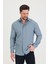 Erkek Kendinden Çizgi Detaylı Slim Fit Dar Kalıp Uzun Kol Gömlek 4
