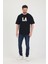 Bisiklet Yaka La Baskılı Oversize Salaş Unisex T-Shirt 2