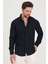 Erkek Kendinden Çizgi Detaylı Slim Fit Dar Kalıp Uzun Kol Gömlek 5