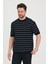 Erkek Bisiklet Yaka Çizgi Detaylı Kısa Kollu Ince Triko T-Shirt 5