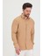 Erkek Kendinden Çizgi Detaylı Slim Fit Dar Kalıp Uzun Kol Gömlek 4