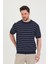 Erkek Bisiklet Yaka Çizgi Detaylı Kısa Kollu Ince Triko T-Shirt 1