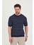 Erkek Bisiklet Yaka Çizgi Detaylı Kısa Kollu Ince Triko T-Shirt 4