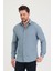 Erkek Kendinden Çizgi Detaylı Slim Fit Dar Kalıp Uzun Kol Gömlek 5